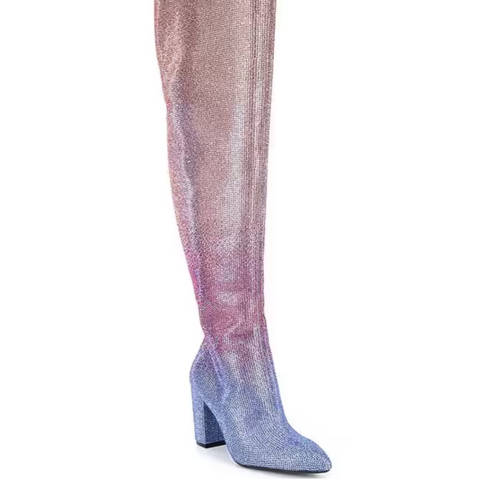 Queen-BeeTwo Ombre Rhinestone Over-the-Knee Boots